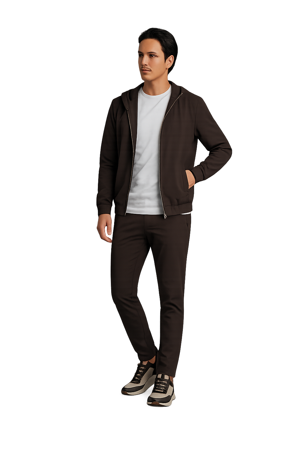 CIRINE HOODED TECH SUIT BROWN